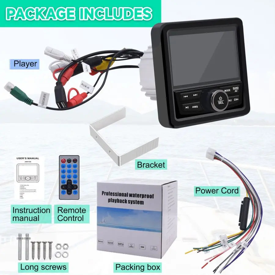 Waterproof Bluetooth Marine Stereo Radio-4