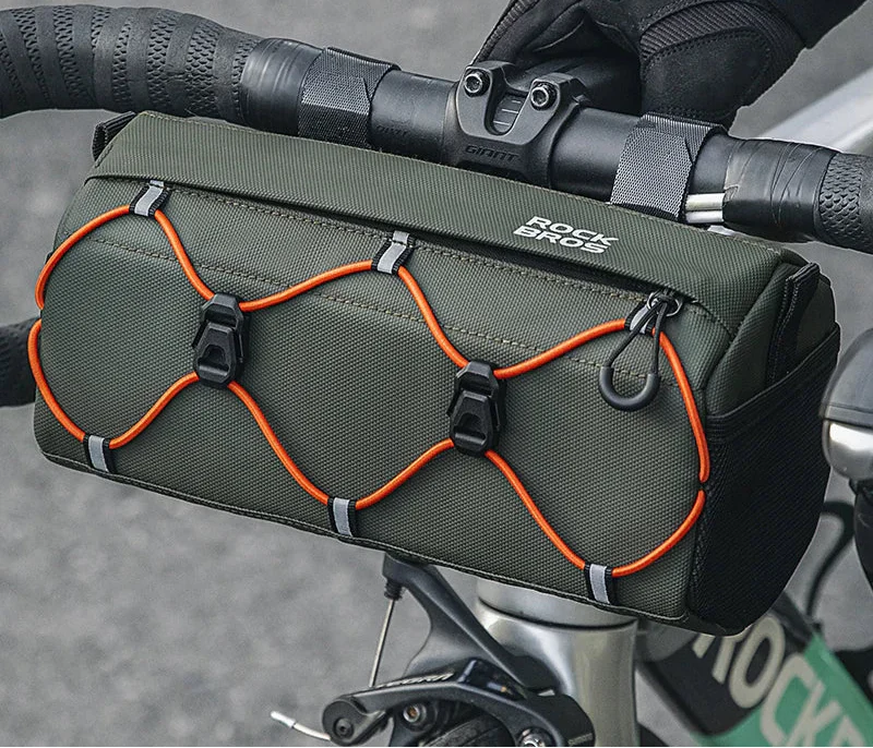 Waterproof Bicycle Tube Bag 2.2L Handlebar Storage Army Green-1